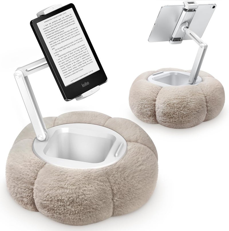 CreaDream Pumpkin Tablet Pillow Stand Holder for Kindle iPad, Adjustable Phone Pillow Stand for Lap Bed with Detachable Snack Bowl, Compatible with 4.7"-13" Tablet, iPad, iPhone, Samsung Tabs, Kindle - Image 1